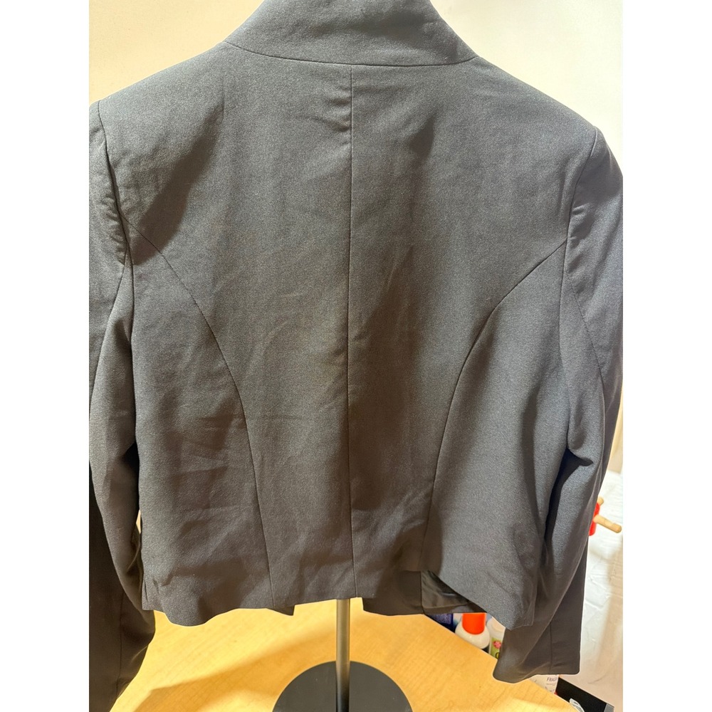 Cotton On Outerwear Black Open Front Cropped Blazer Jacket Small Collarless - Picture 5 of 6